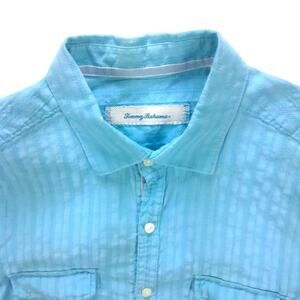 Tommy Bahama Women’s Long Sleeve Button Up Shirt Size Large Blue Linen Blend